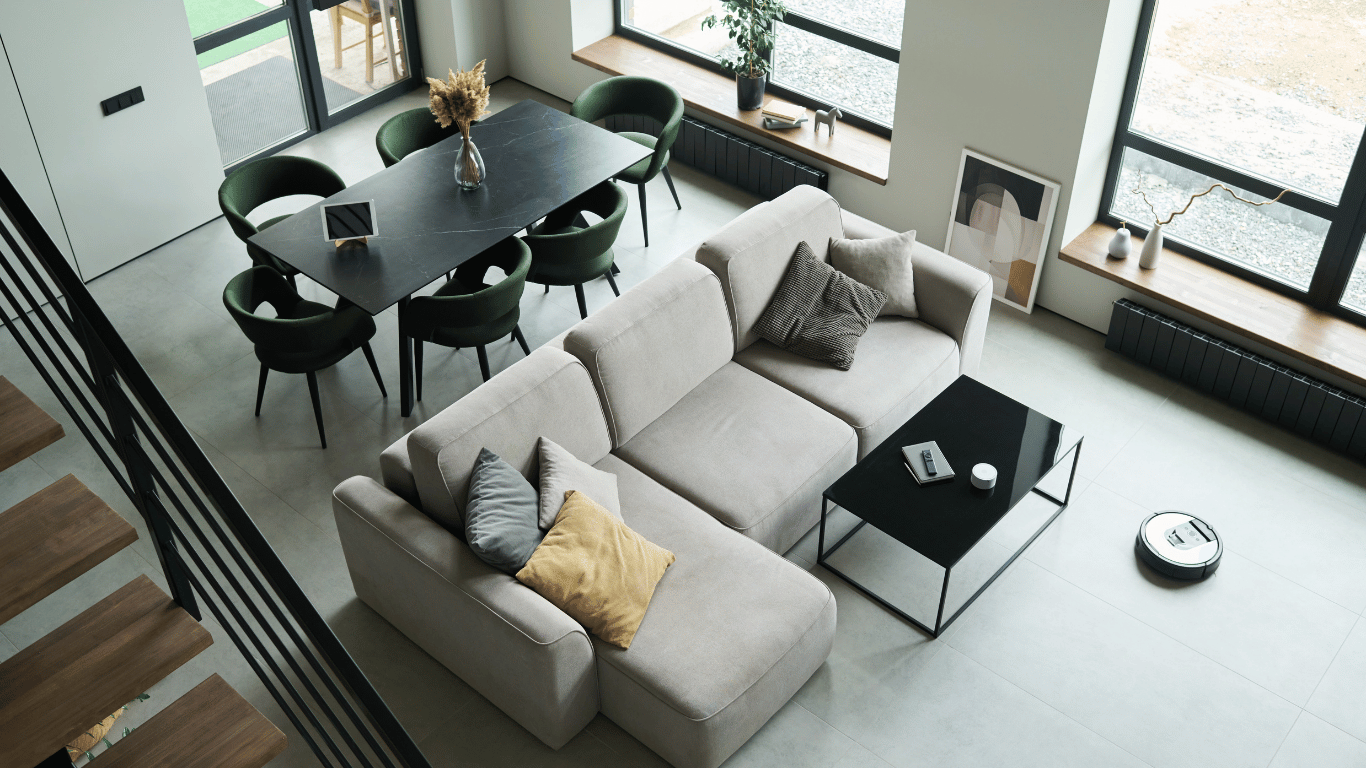 Warner Sectional Motion Collection reclining sofa in a Las Cruces living room setup