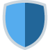 Blue shield icon with a darker blue split down the middle.