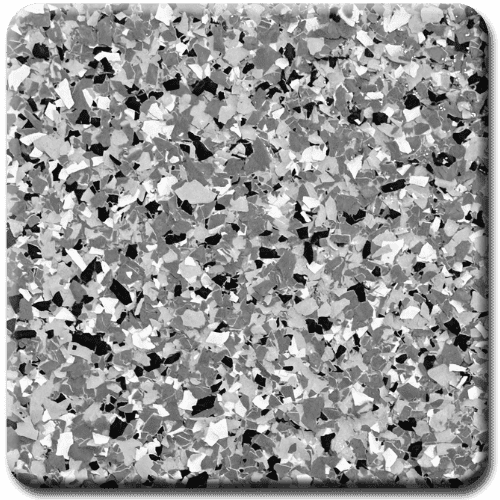 Gray, black, and white speckled epoxy flooring sample.