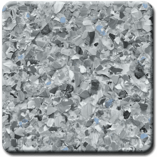 Gray speckled surface with varied light and dark fragments, some pale blue.