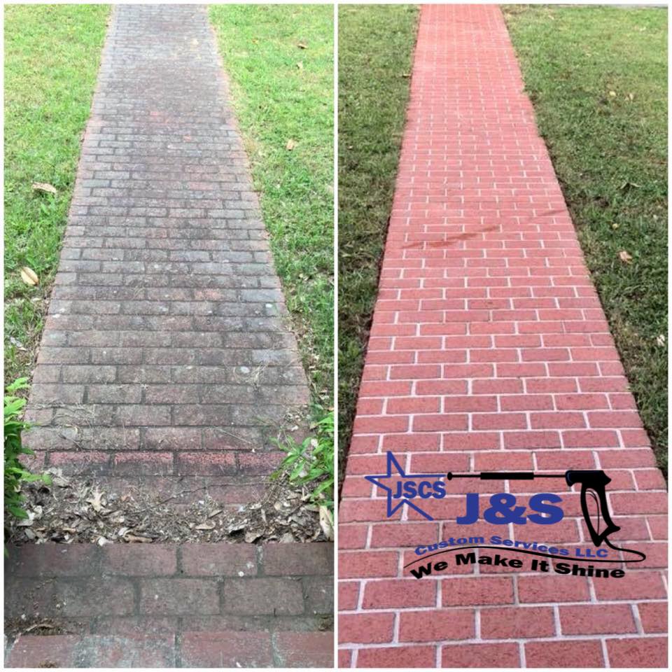 Before/after of brick washing Before/after of brick washing