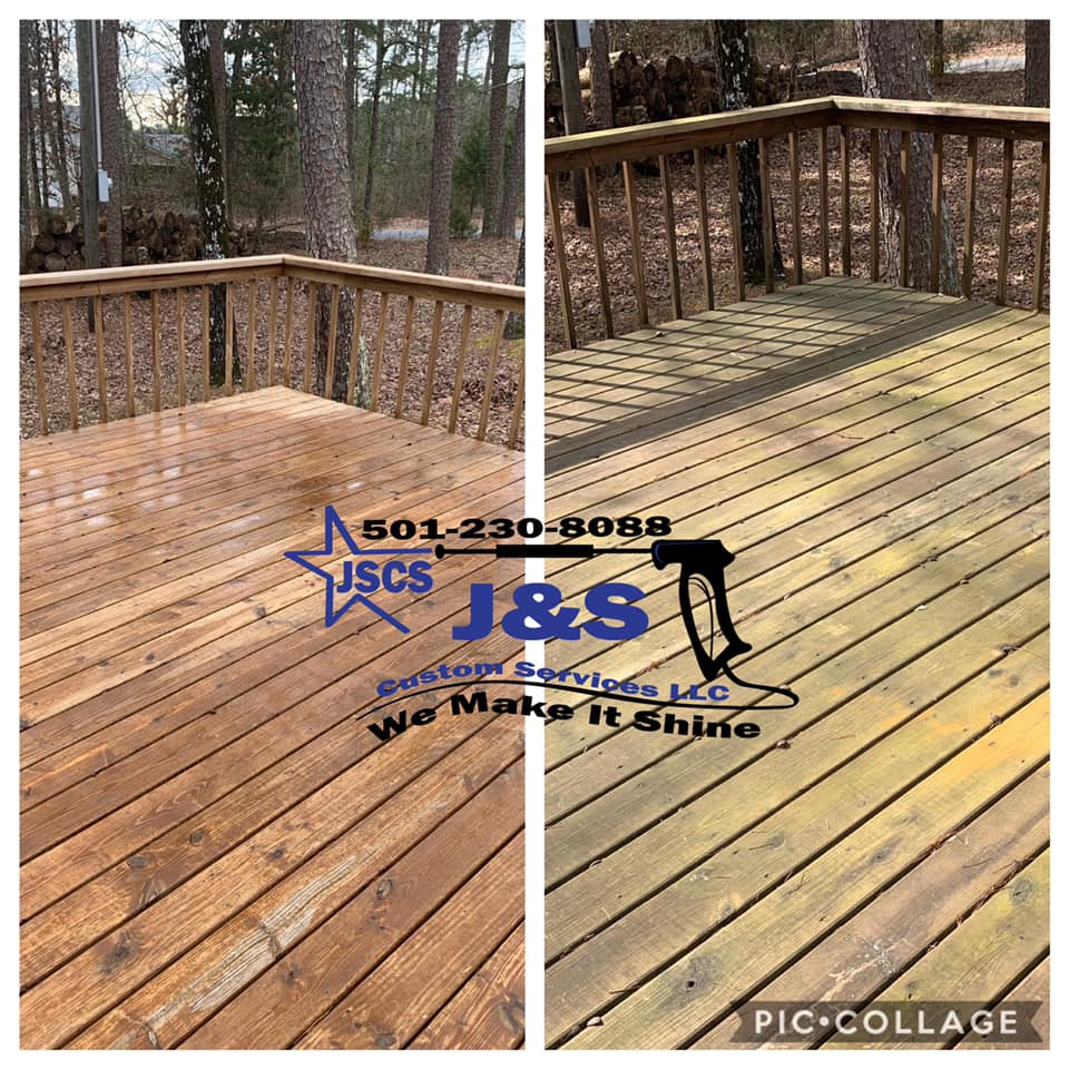Before/after of deck washing Before/after of deck washing