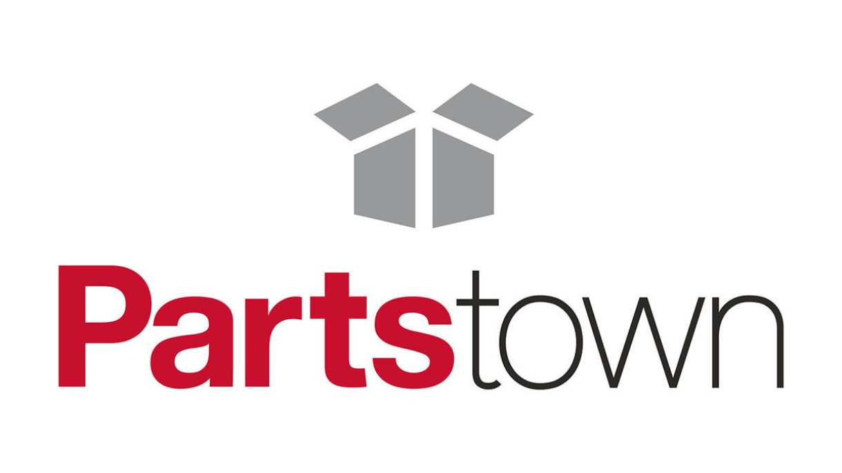 PartsTown logo with red and gray text and a gray box icon above the wordmark