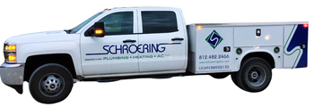 A white truck with the word schrocking on the side is parked on a white background.
