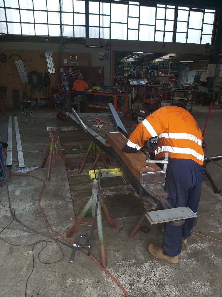 GME Tradetech Engineering employee works on Mild Steel in Blenheim workshop