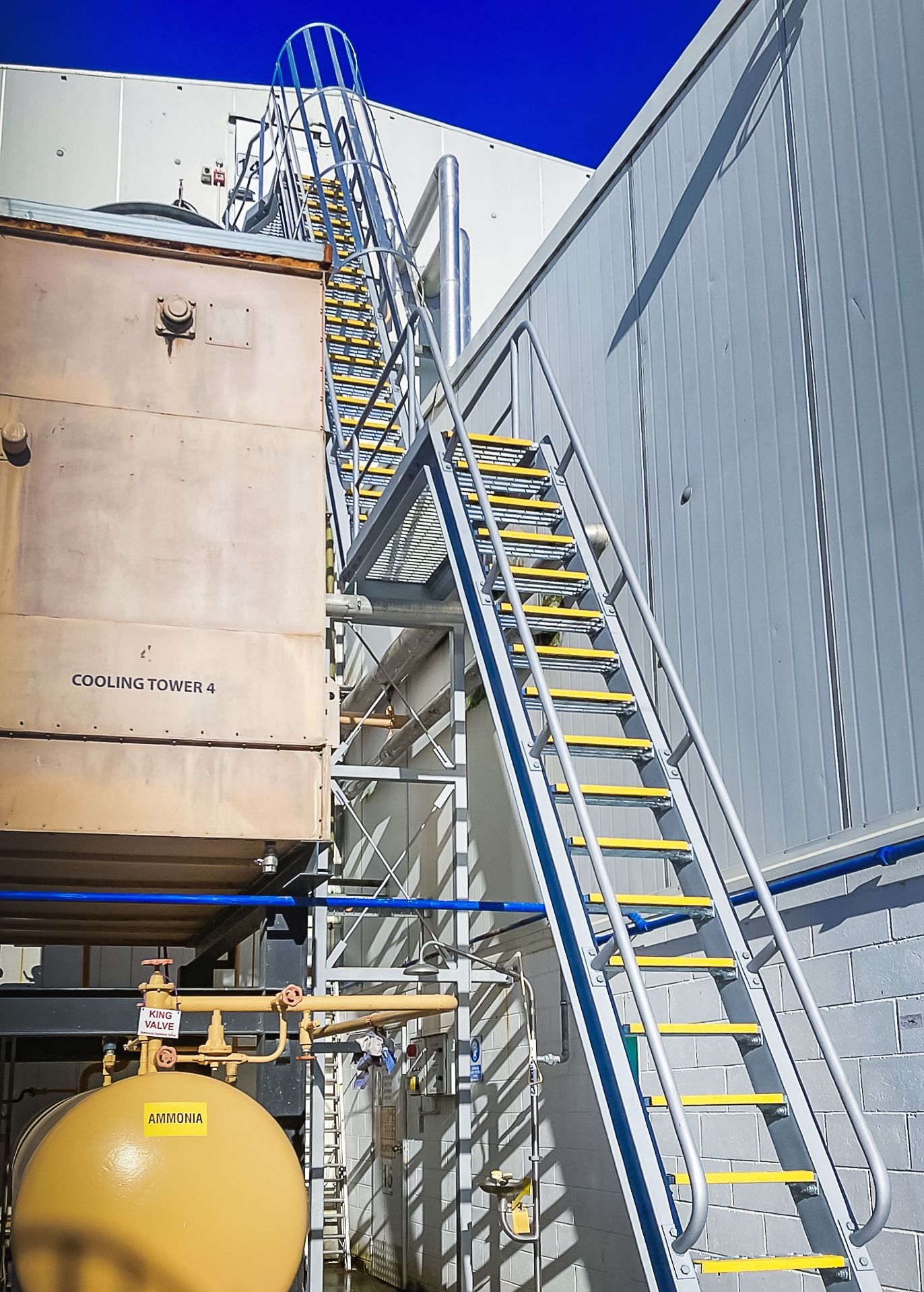 Steel factory ladder fabricated by GME Tradetech Engineering in Blenheim, Marlborough