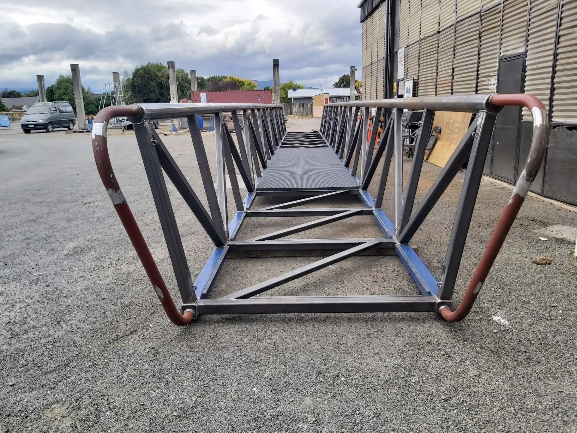 Mild Steel bridge for The Whale Trail cycle trail, fabricated by GME Tradetech Engineering in Blenheim, Marlborough