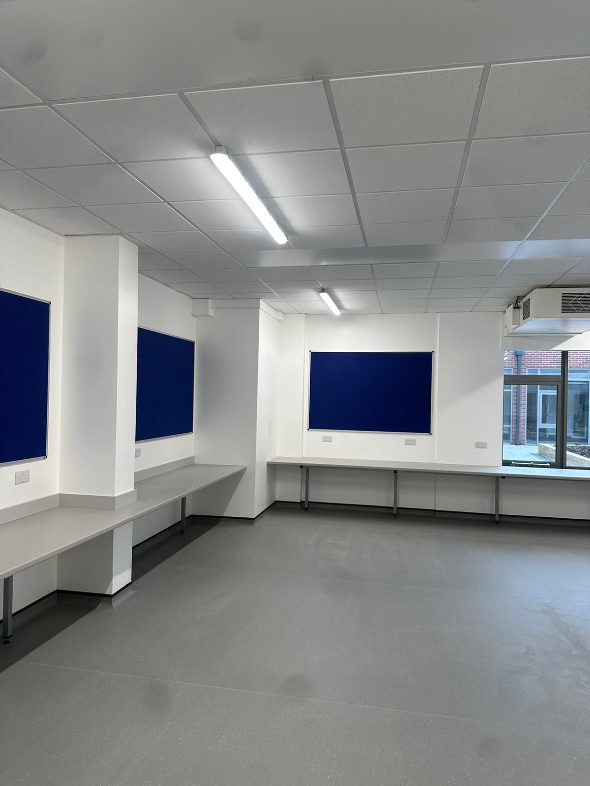 Blue dry lining in office