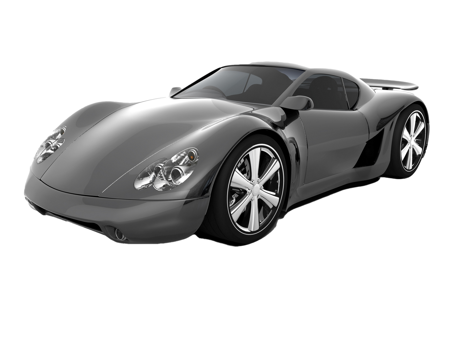 Gray sports car with silver rims on a white background. Gray sports car with silver rims on a white background.