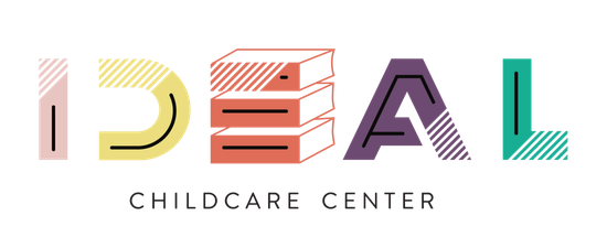 The logo for ideal childcare center shows a stack of books.