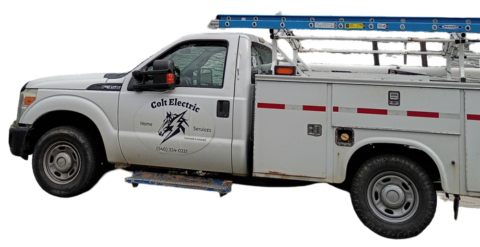 White utility pickup truck with ladder racks and side tool compartments, shown in profile on a white background