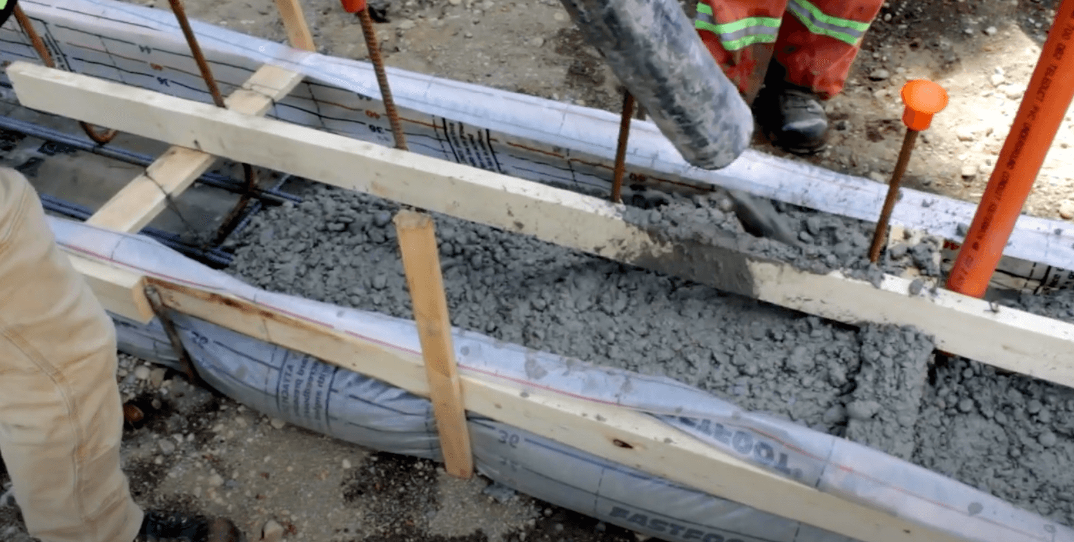 Commercial concrete company installs concrete footings for a restaurant in gilbert, AZ