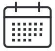 a black and white icon of a calendar with squares on it .