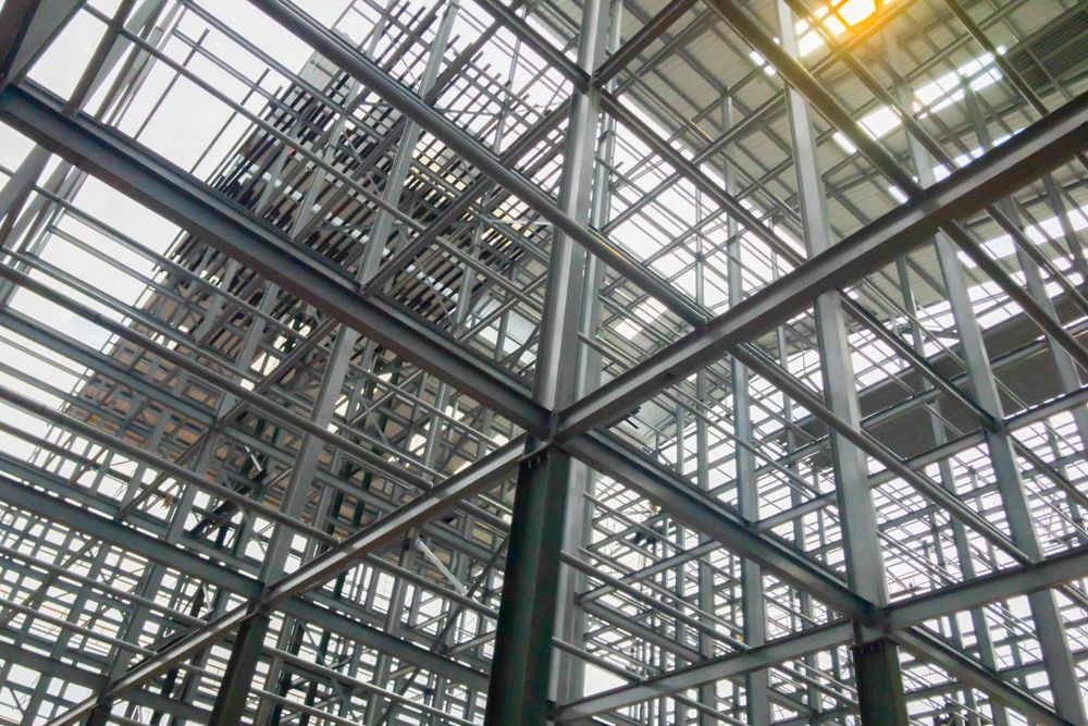 Steel Framework of a Building Under Construction, Viewed From a Low Angle — Rowal Constructions in New Lambton, NSW