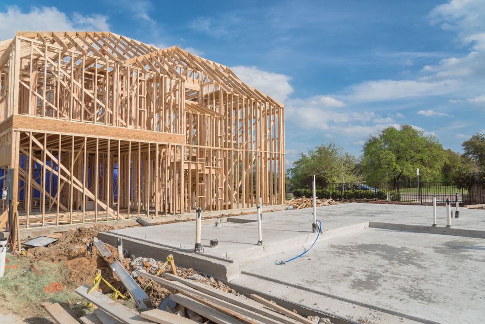Wooden House Frame Under Construction, Set on a Concrete Foundation — Rowal Constructions in Merewether, NSW