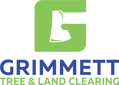Grimmett Tree & Land Clearing logo with green &ldquo;G&rdquo; and blue company name