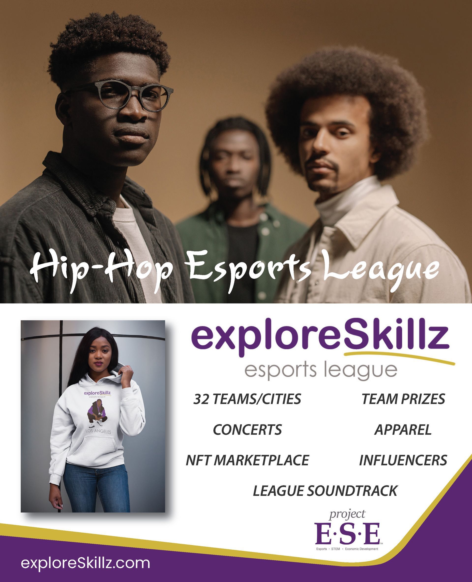 A poster for the hip-hop esports league explore skillz