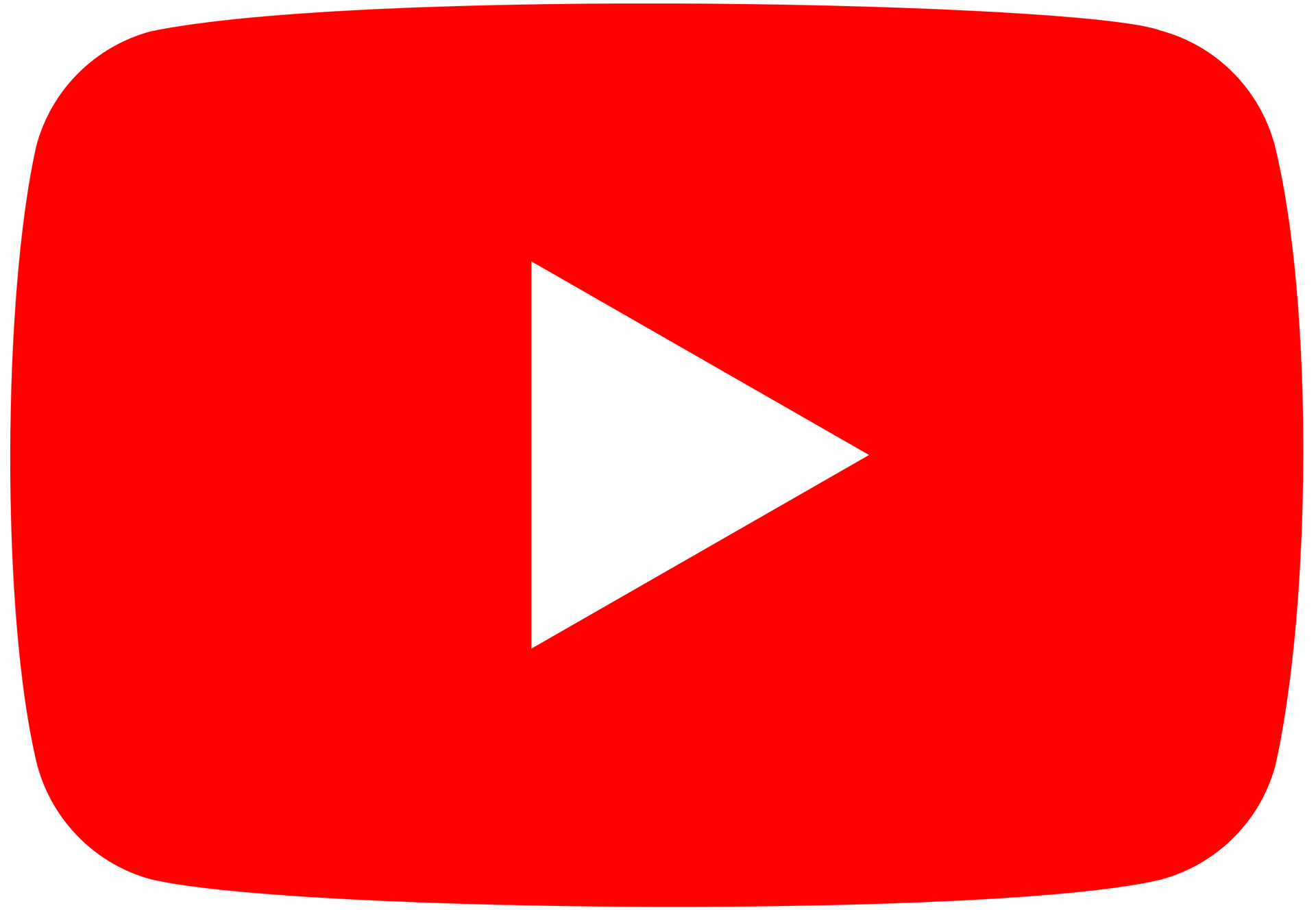 A red youtube logo with a white play button on a white background.