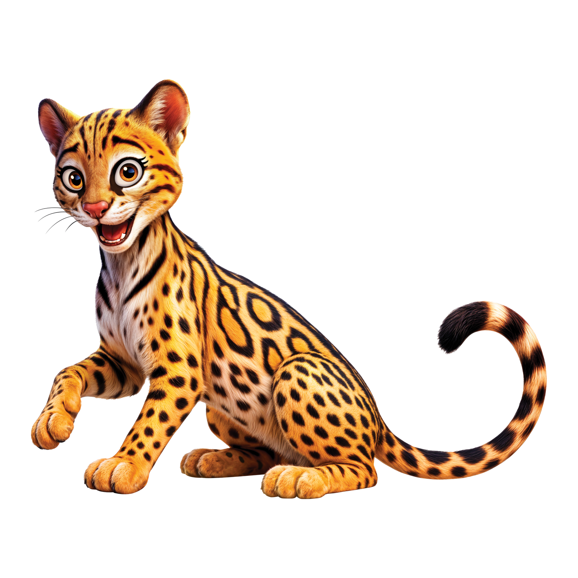 Cartoon version of a spotted feline called an ocelot