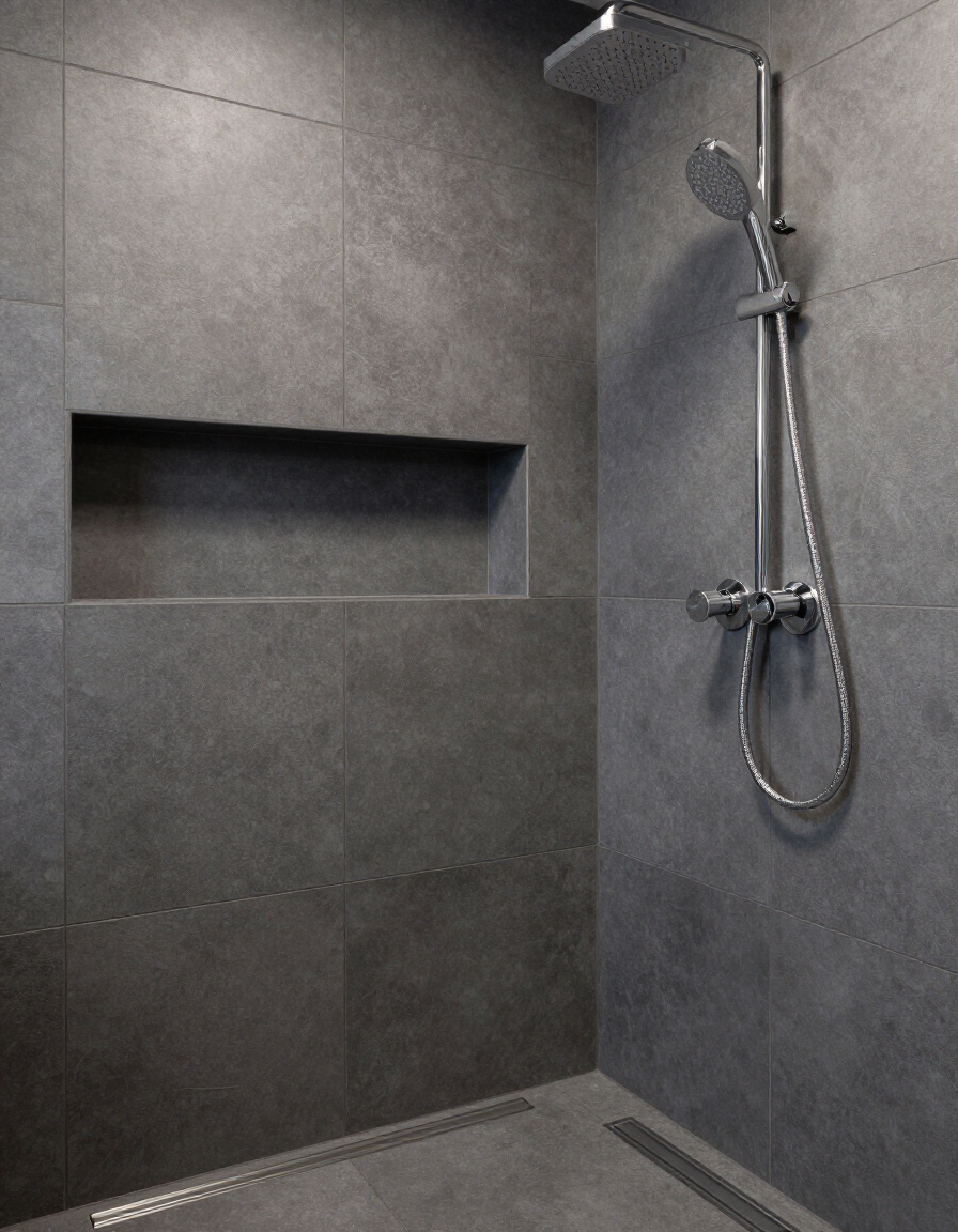 Custom tiled shower surround