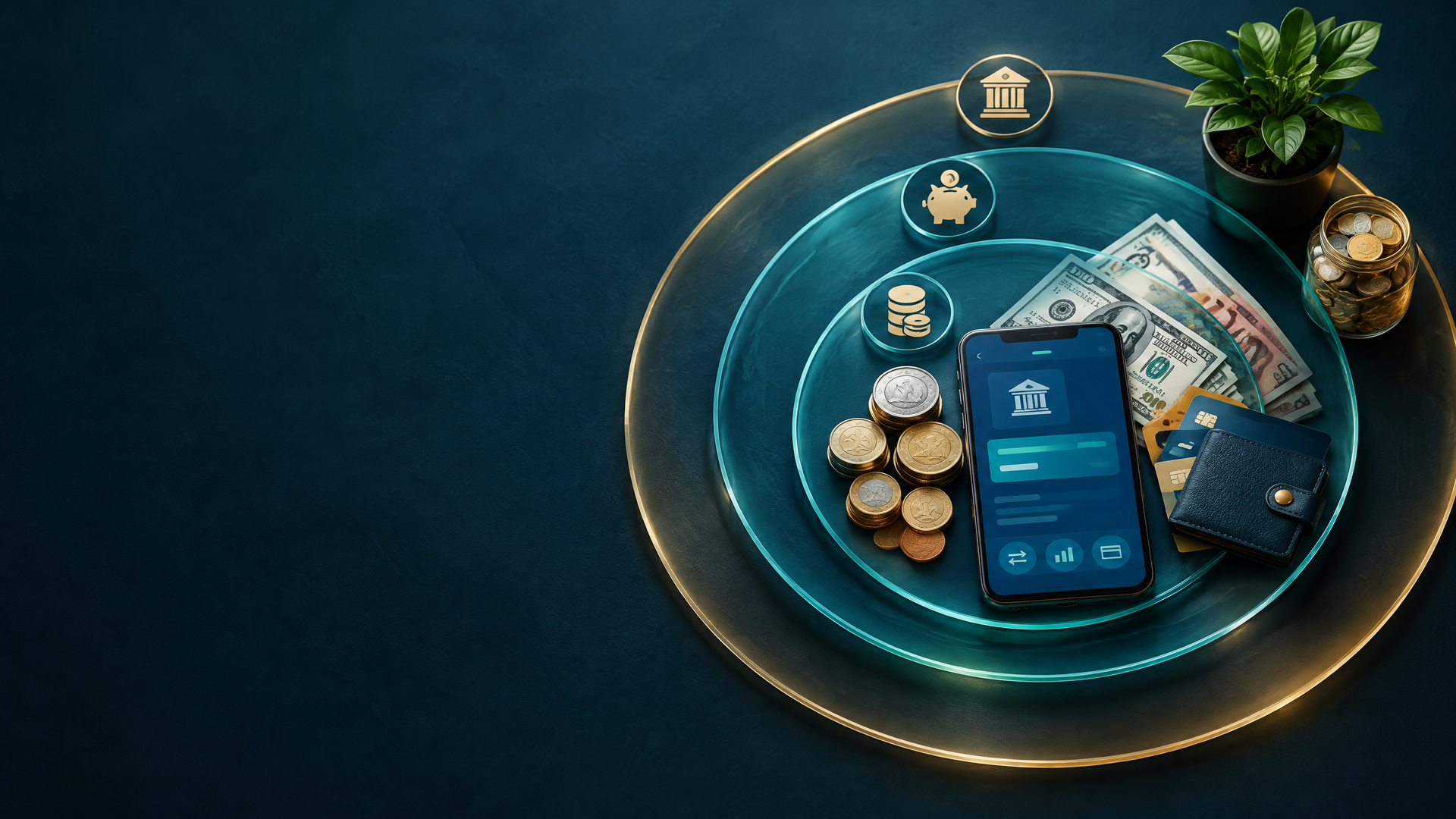 Nested money-supply layers showing cash, bank deposits,
and institutional near-money assets.