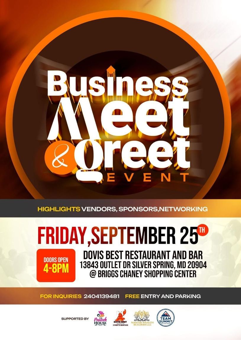 Business Meet & Greet event poster, Friday September 25