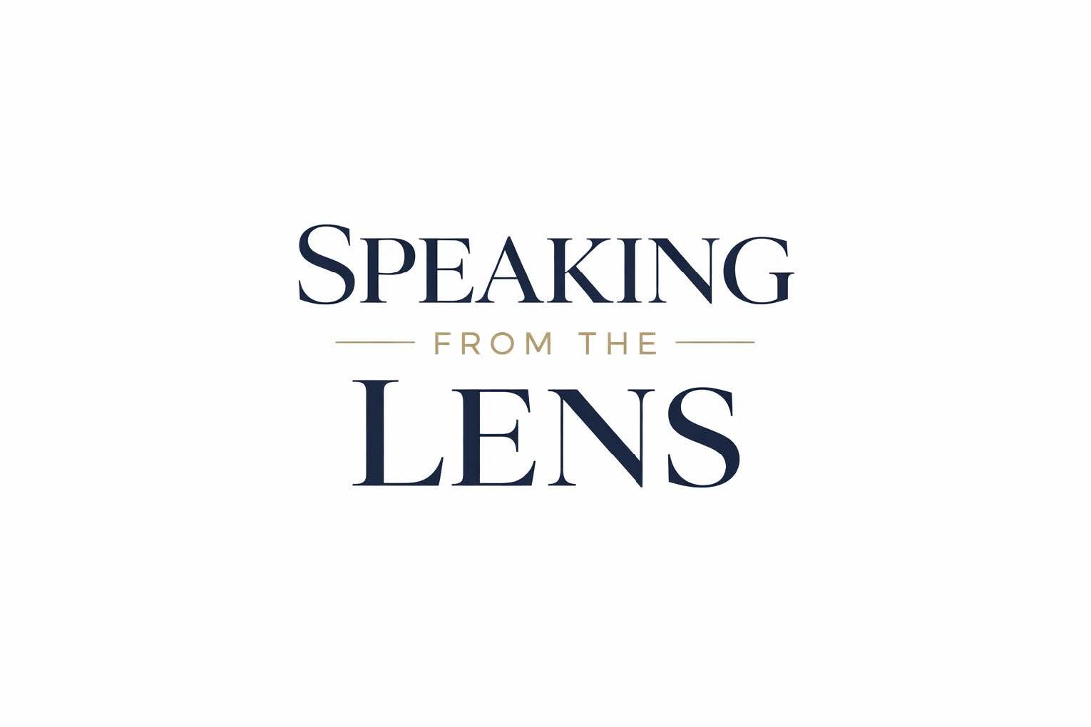 Text reading “Speaking from the Lens” in dark blue serif font on a white background
