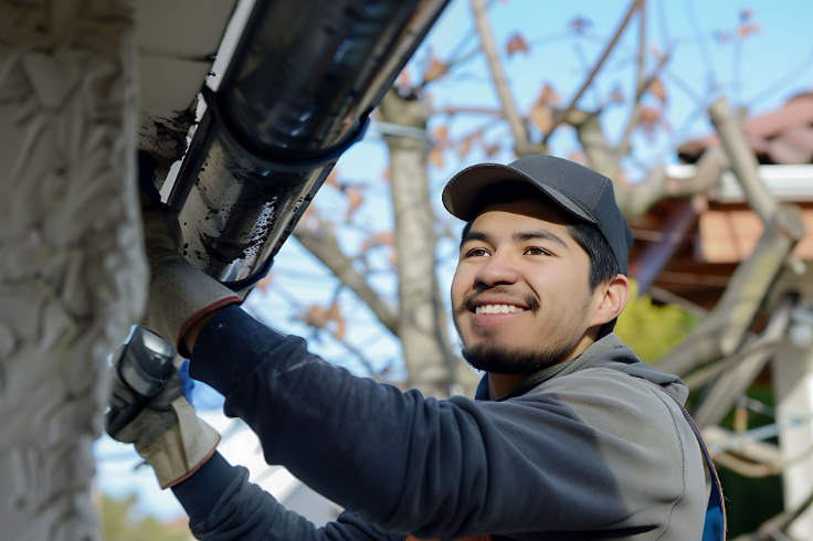 Gutter cleaning in Clermont GA - Lance Gutter & Pressure Washing Services clearing a home's roof gut