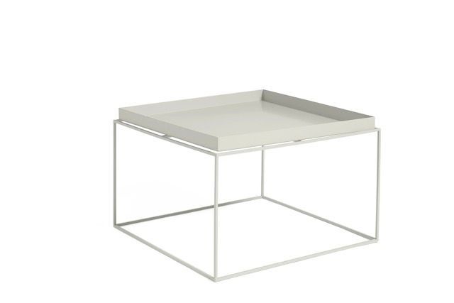 White modern square side table with a glass top and thin metal frame