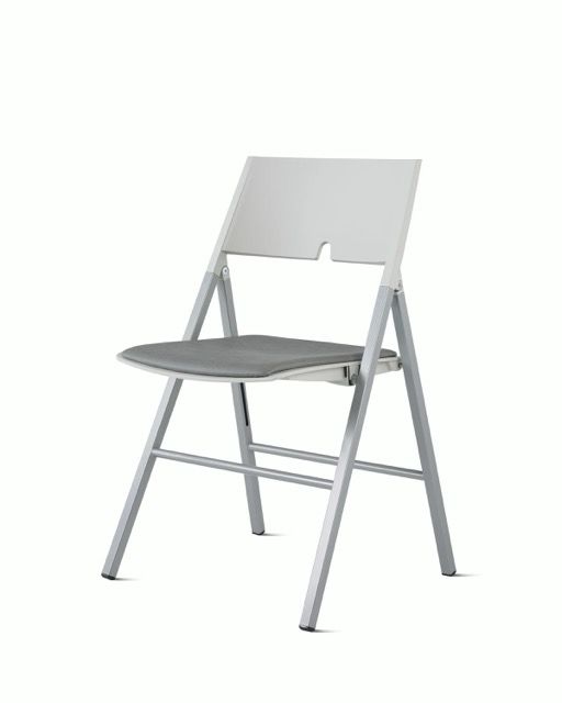 Gray folding chair on a white background