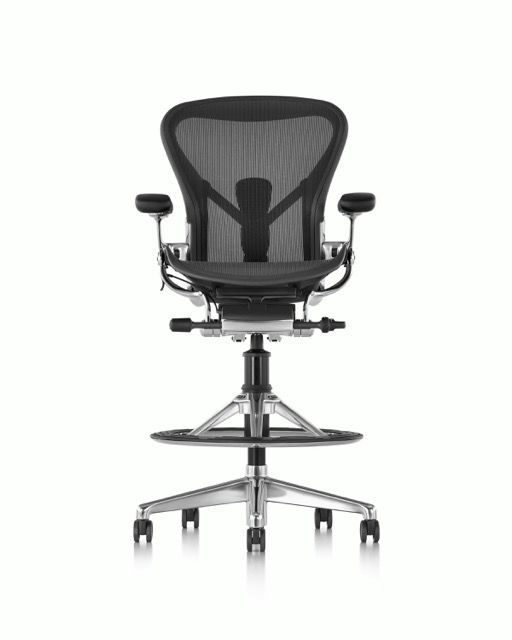 Black ergonomic office chair with mesh back and chrome base on a white background