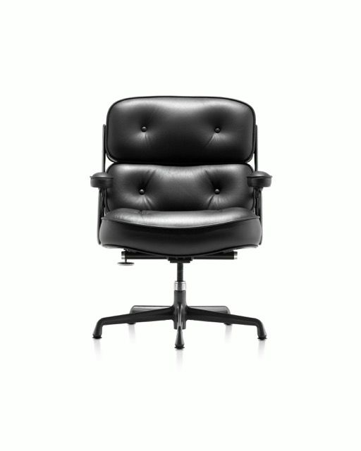 Black tufted office chair on a white background
