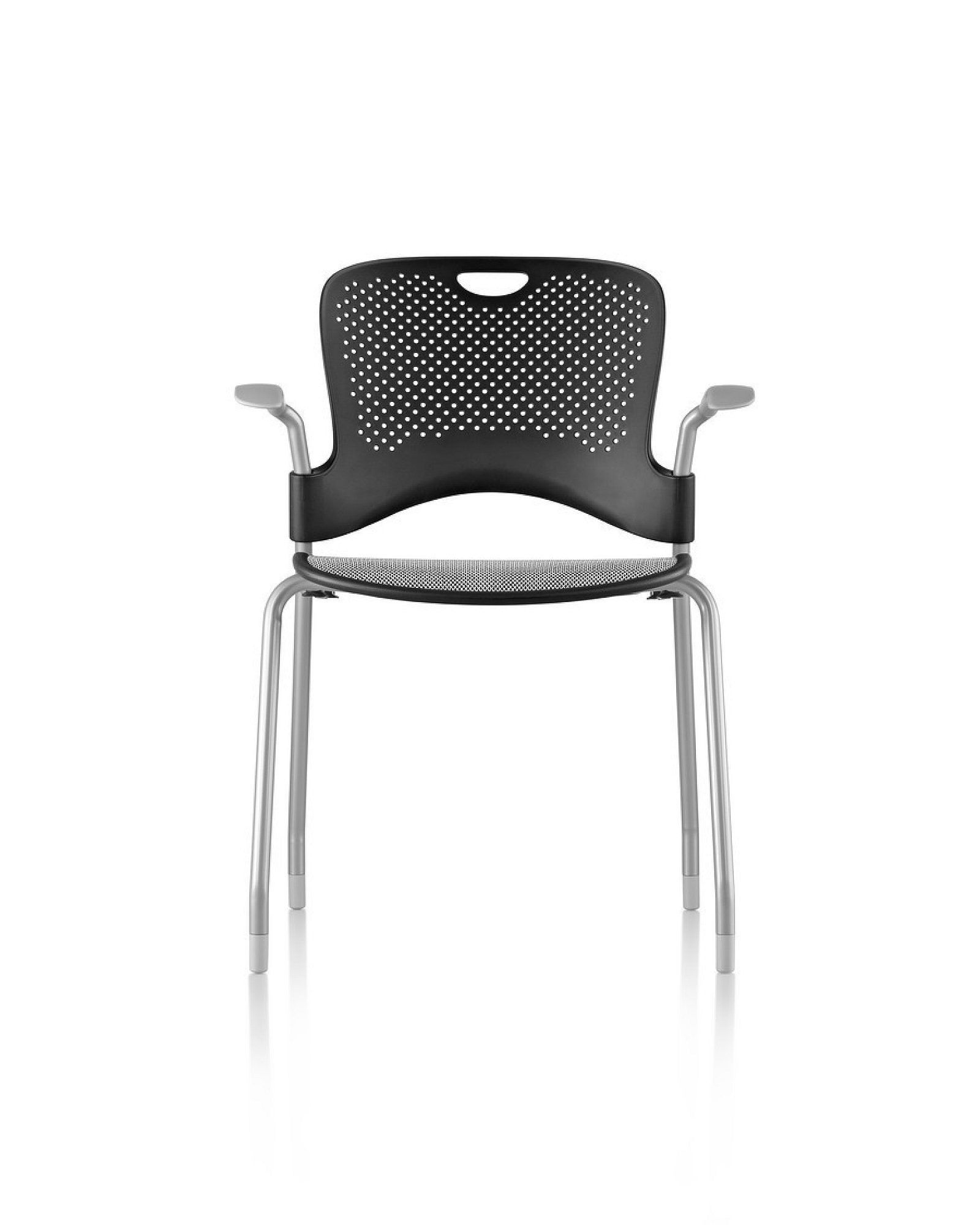 White mesh office chair with wheels on a white background