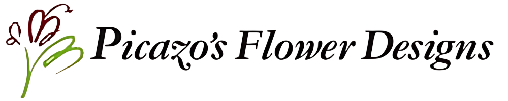 The logo for picasso 's flower designs has a flower on it.