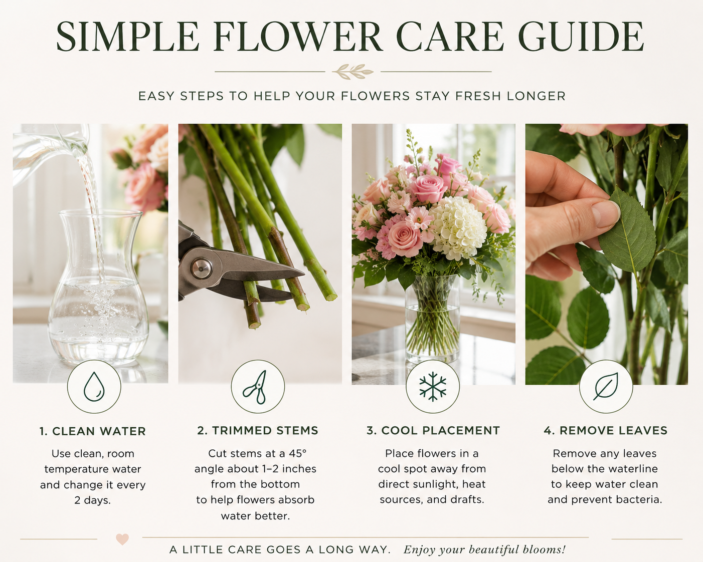 flower care tips infographic for fresh cut flowers