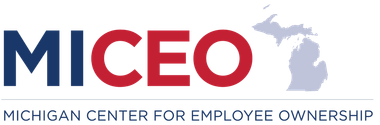 A logo for the michigan center for employee ownership