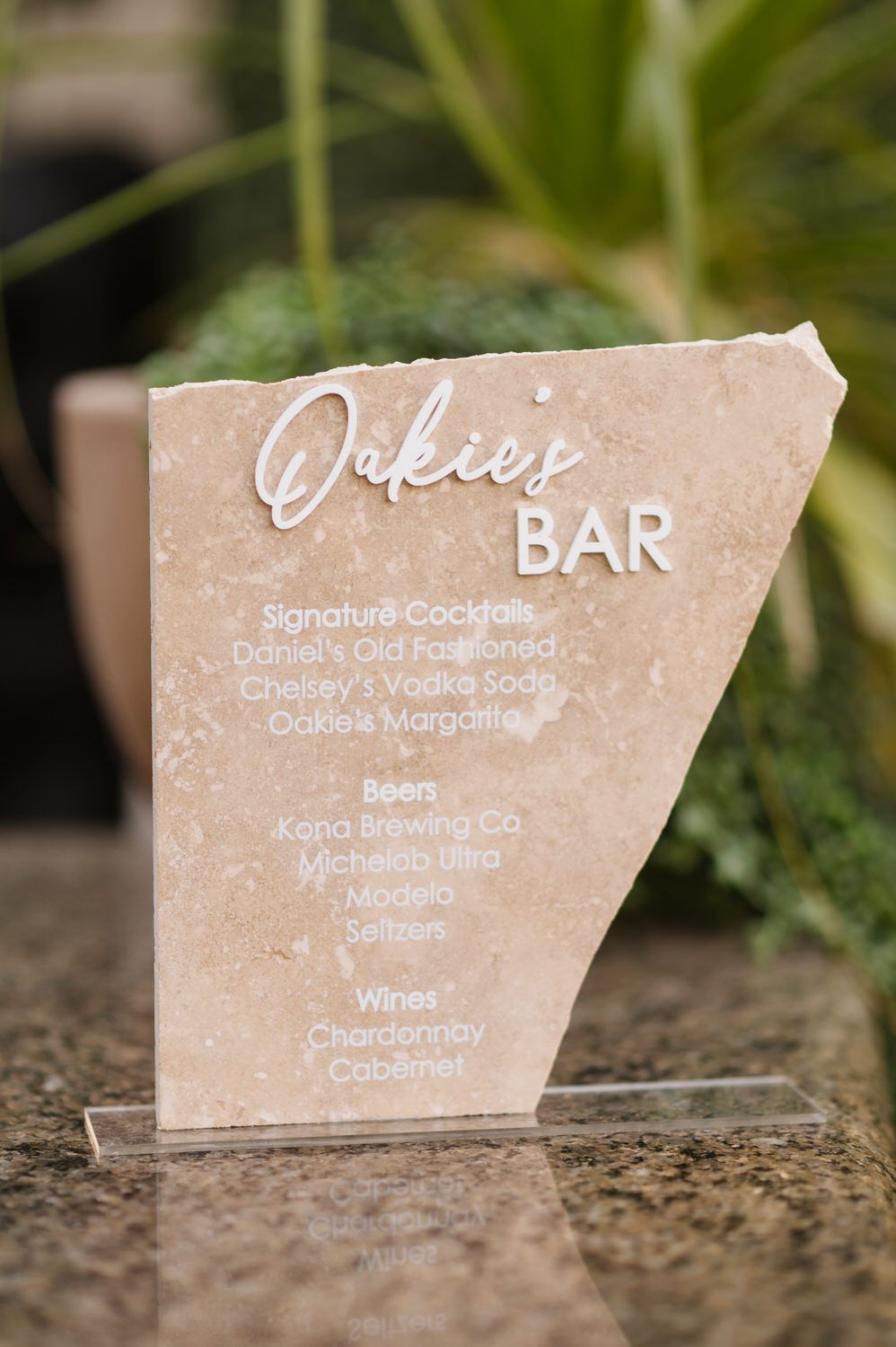 Tivoli wedding bar sign details
