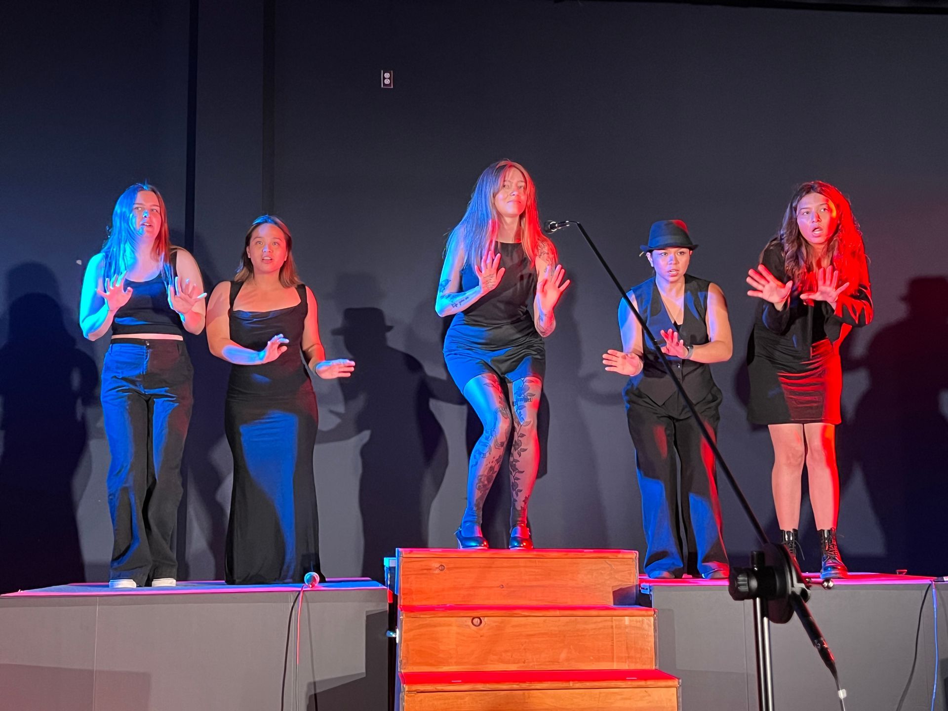 Young actors and singers performing on stage