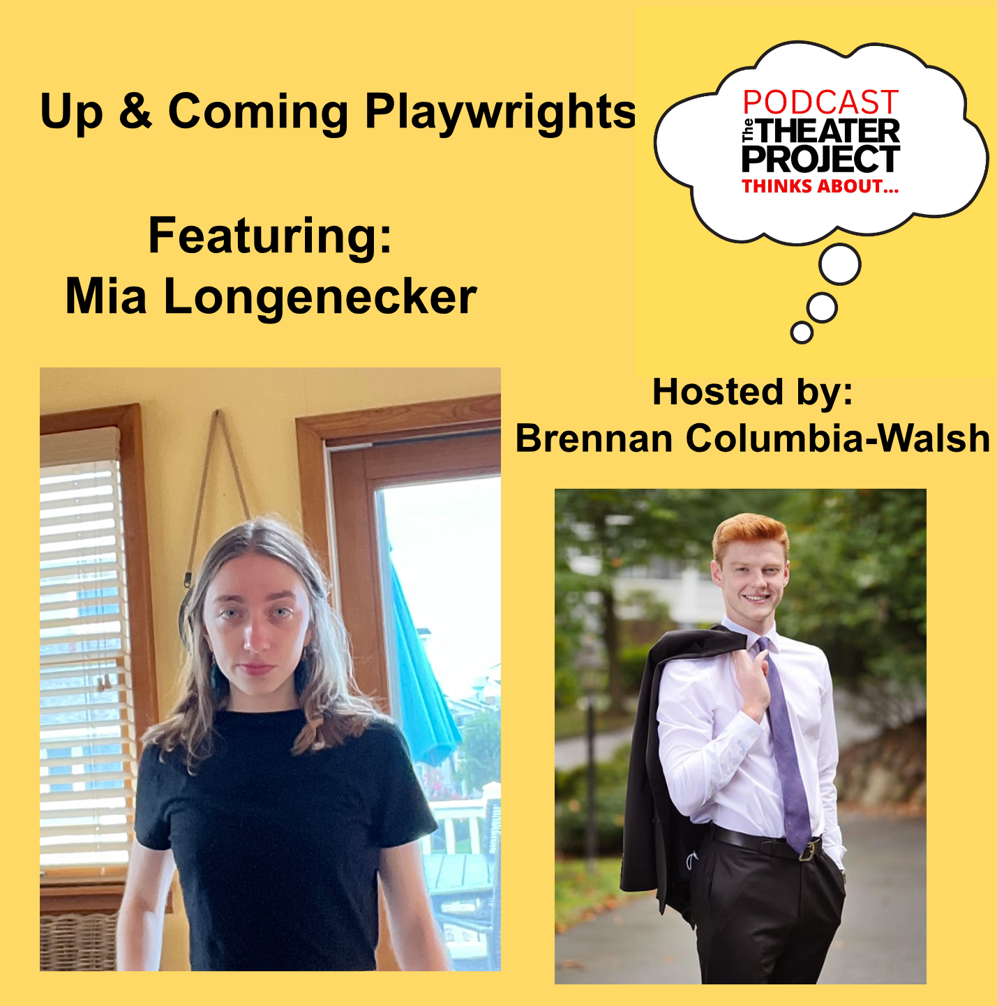 podcast thumbnail with past young playwright
