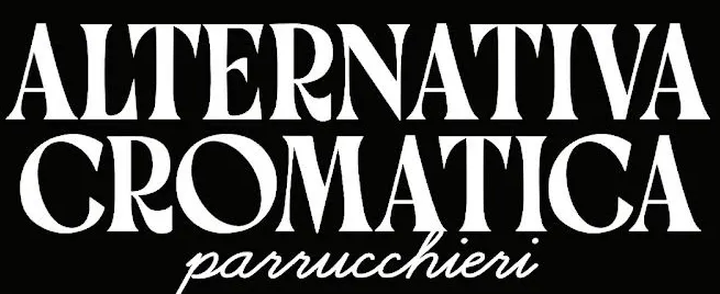 Logo con la scritta bianca «ALTERNATIVA CROMATICA parrucchieri» su sfondo nero