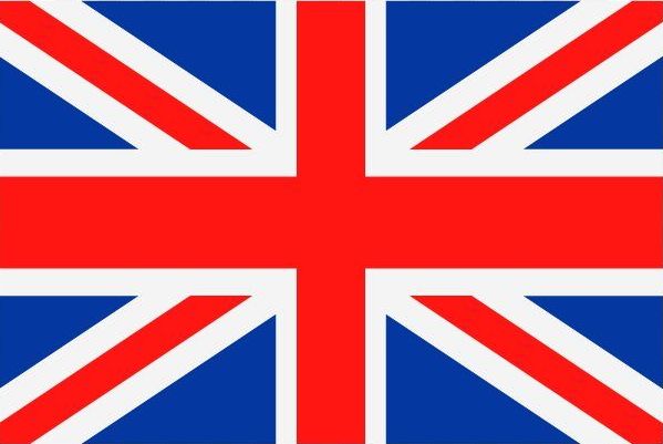 Een close up van een Britse vlag op een witte achtergrond.