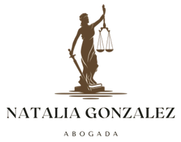 Logo de Natalia Gonzalez Abogada con figura de justicia en tono marrón