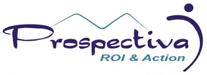 Logotipo de Prospectiva ROI & Action en morado y verde azulado sobre fondo blanco.