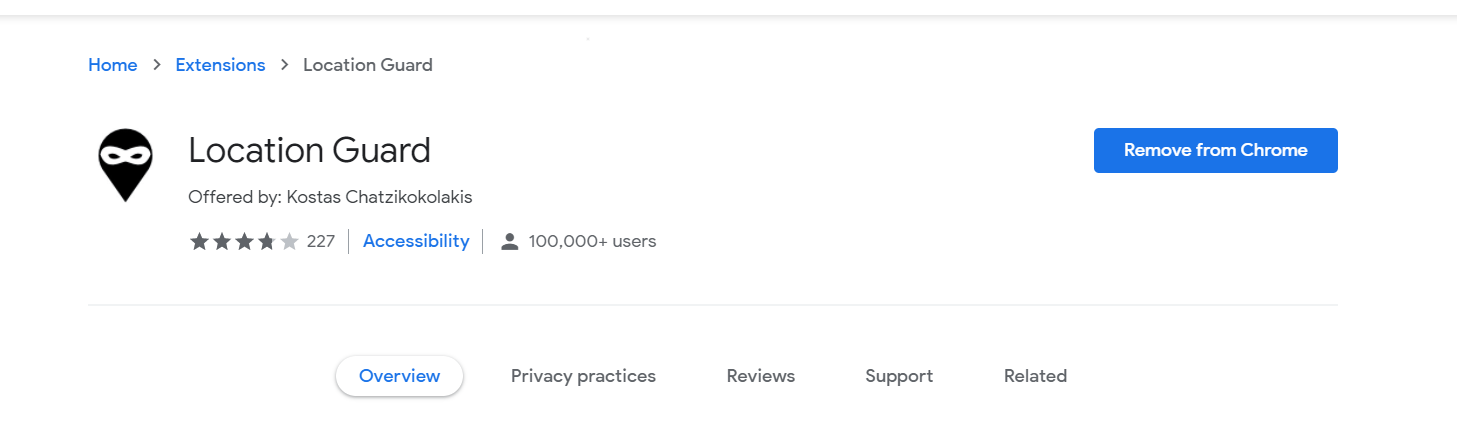 screenshot of Location Guard in the Chrome web store