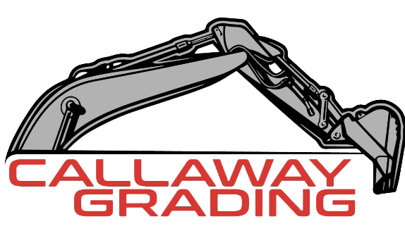 Callaway Grading logo with a black excavator arm over red text on a white background