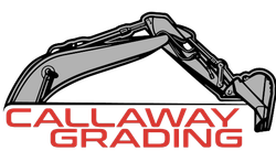Callaway Grading logo with a black excavator arm over red text on a white background