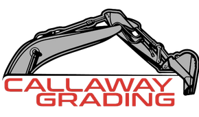 Callaway Grading logo with a black excavator arm over red text on a white background