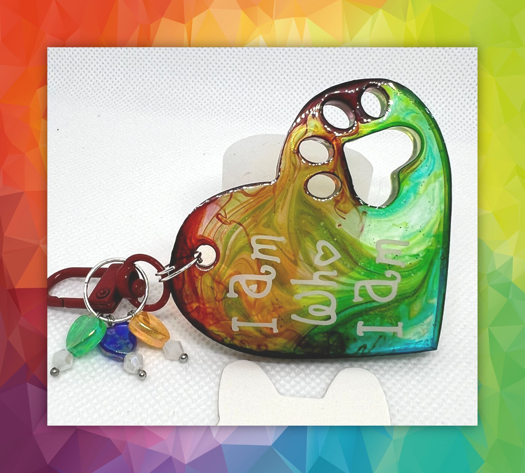 I Am Who I Am, heart keychain 6243