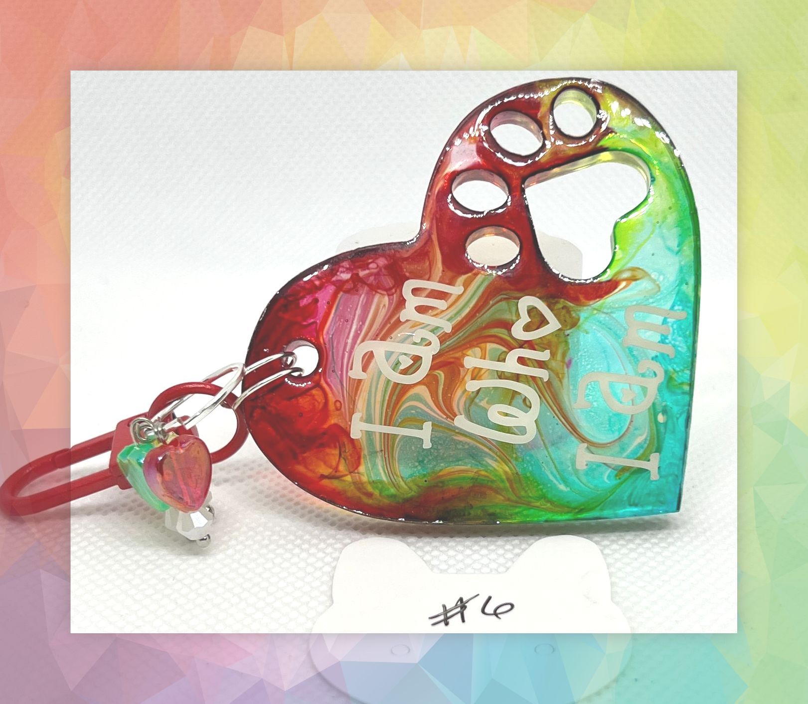 I Am Who I Am, heart keychain 6246