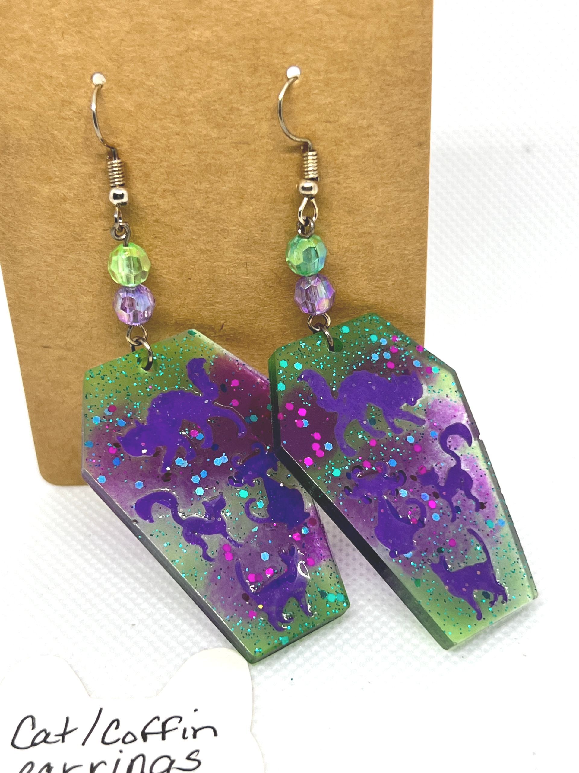 Coffin/Cats Earrings